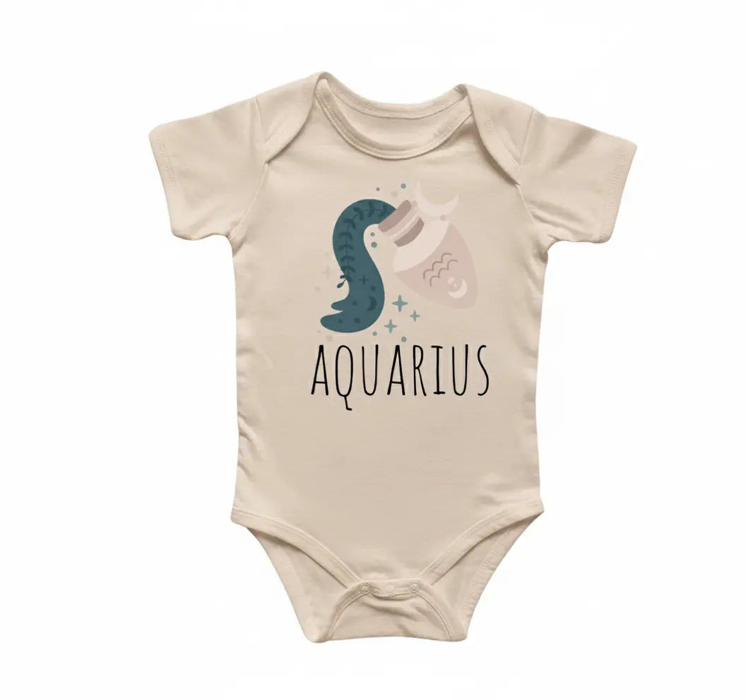 Aquarius Zodiac - Baby Boy Girl Clothes Infant Bodysuit Funny Cute Newborn 2  Funny Cute Onesie® | North Fork Forager LLC