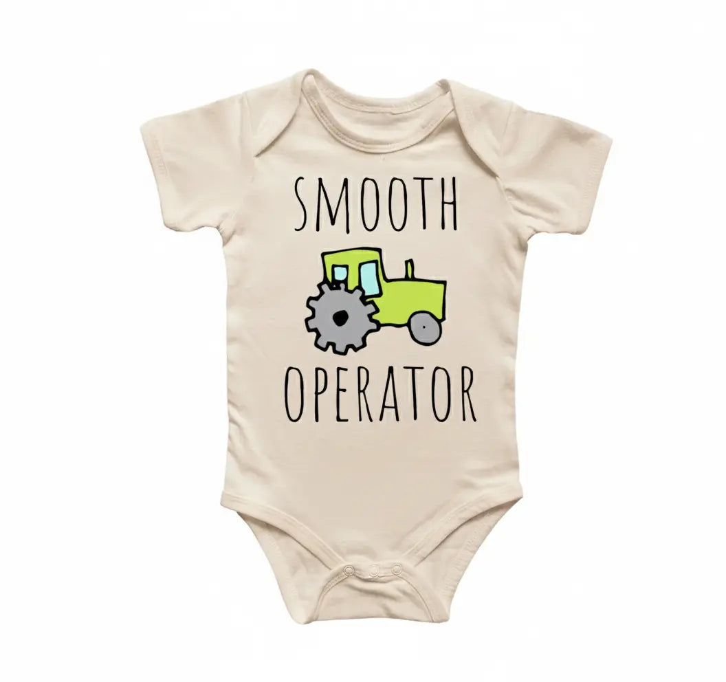 Farmer Farm Tractor Smooth - Baby Boy Girl Clothes Infant Bodysuit Funny Cute Newborn  9  Funny Cute Onesie® | North Fork Forager LLC
