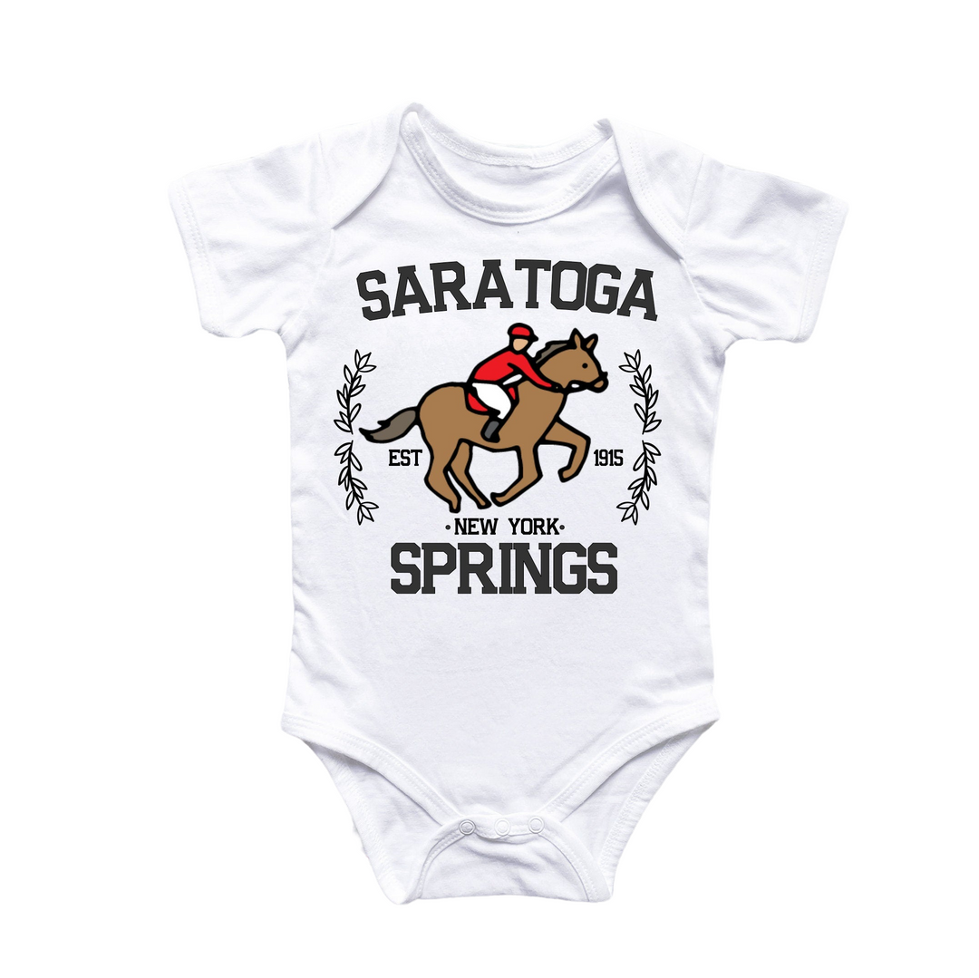 a baby bodysuit with a horse on it