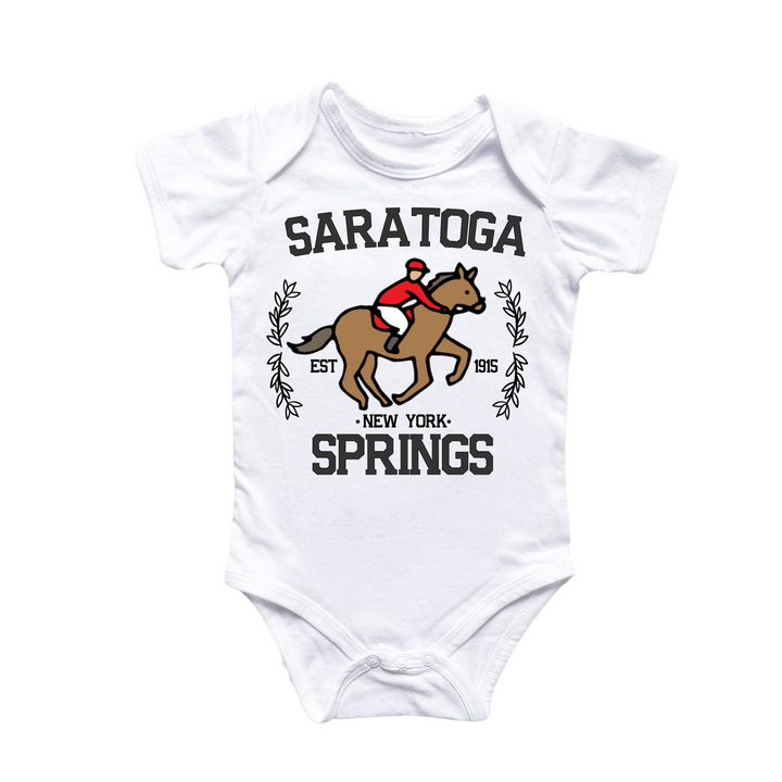 a baby bodysuit with a horse on it