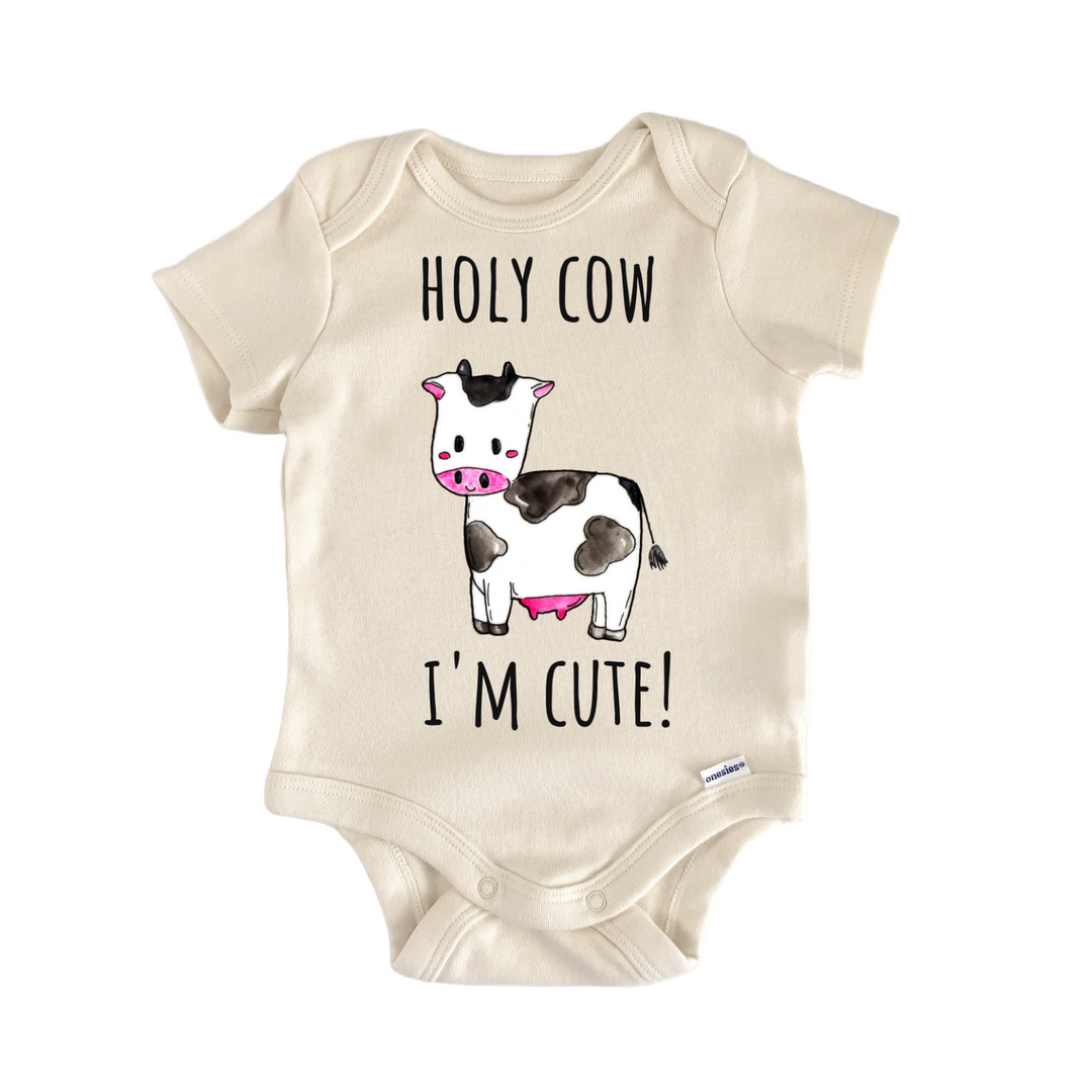 Holy Cow I'm Cute Farm Animal Infant Gift Baby Bodysuit