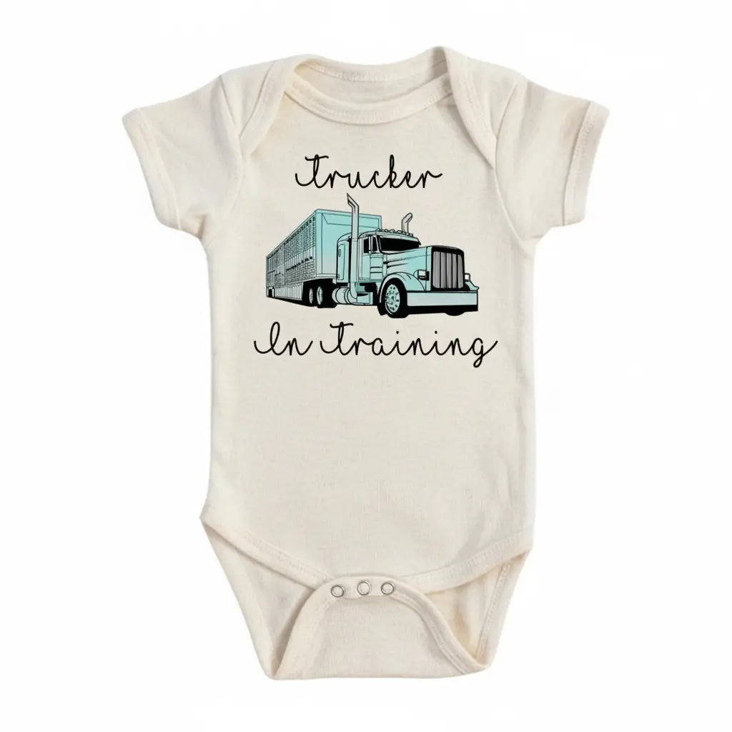 Trucker Training - Baby Boy Girl Clothes Infant Onesie® Funny Cute Newborn GS1  Funny Cute Onesie® | North Fork Forager LLC
