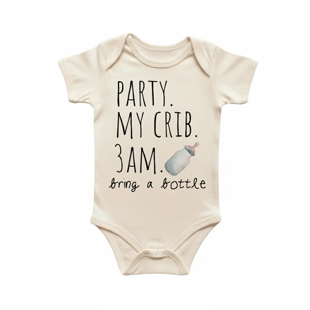 Party My Crib 3am - Baby Boy Girl Clothes Infant Bodysuit Funny Cute Newborn  Funny Cute Onesie® | North Fork Forager LLC
