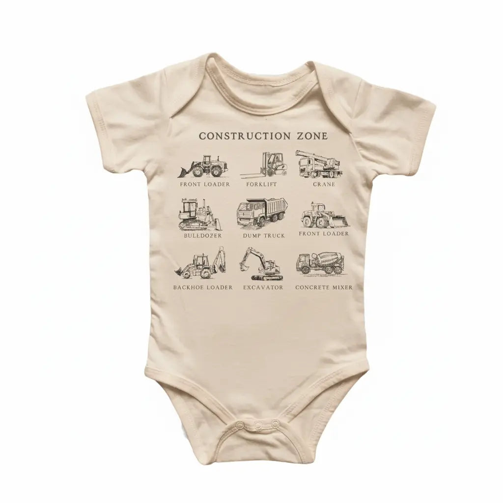 Construction Equipment - Baby Boy Girl Clothes Infant Bodysuit Funny Cute Newborn  Funny Cute Onesie® | North Fork Forager LLC