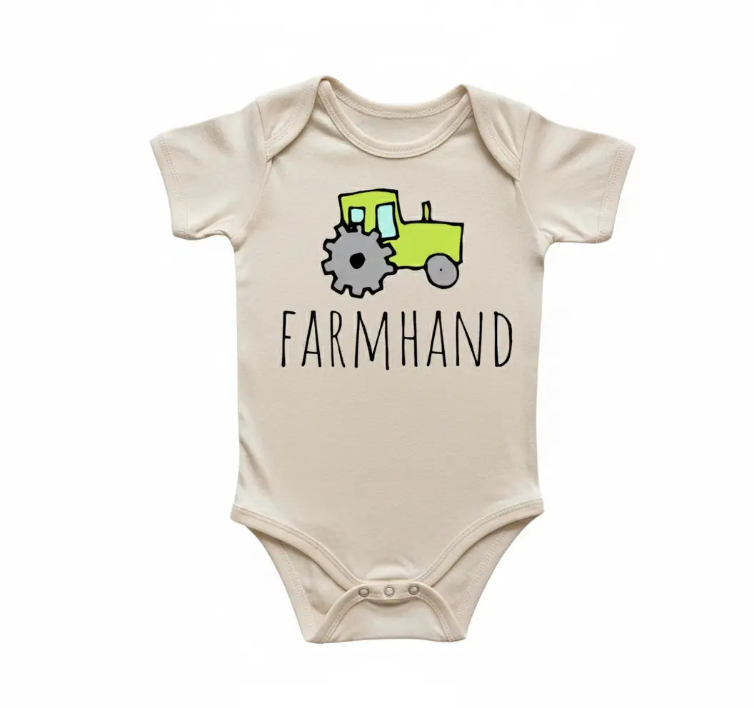 Farmer Farm Tractor Smooth - Baby Boy Girl Clothes Infant Bodysuit Funny Cute Newborn 10  Funny Cute Onesie® | North Fork Forager LLC