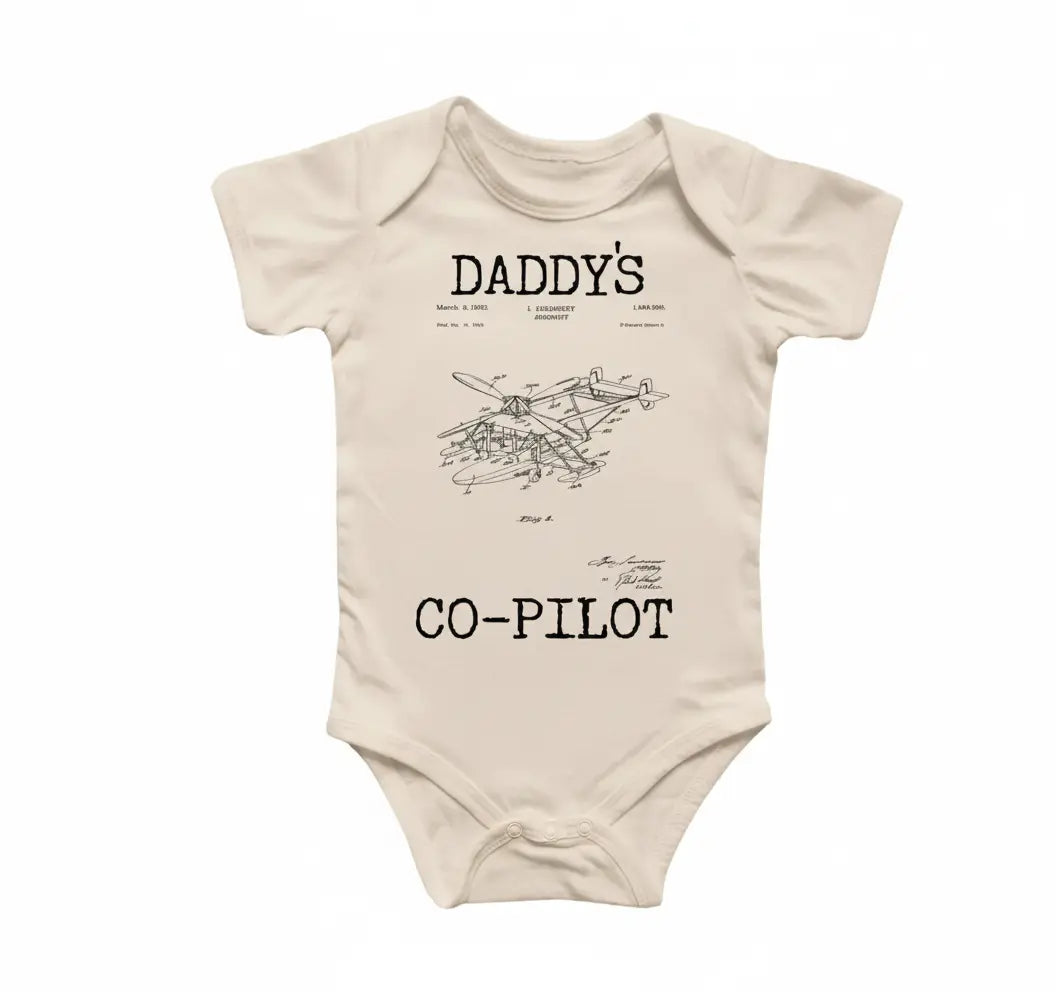 Copilot Pilot Airplane Patent - Baby Boy Girl Clothes Infant Bodysuit Funny Cute Newborn 4  Funny Cute Onesie® | North Fork Forager LLC