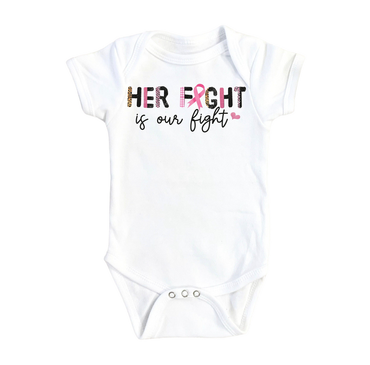 a white bodysuit with the words her right is our fight on it
