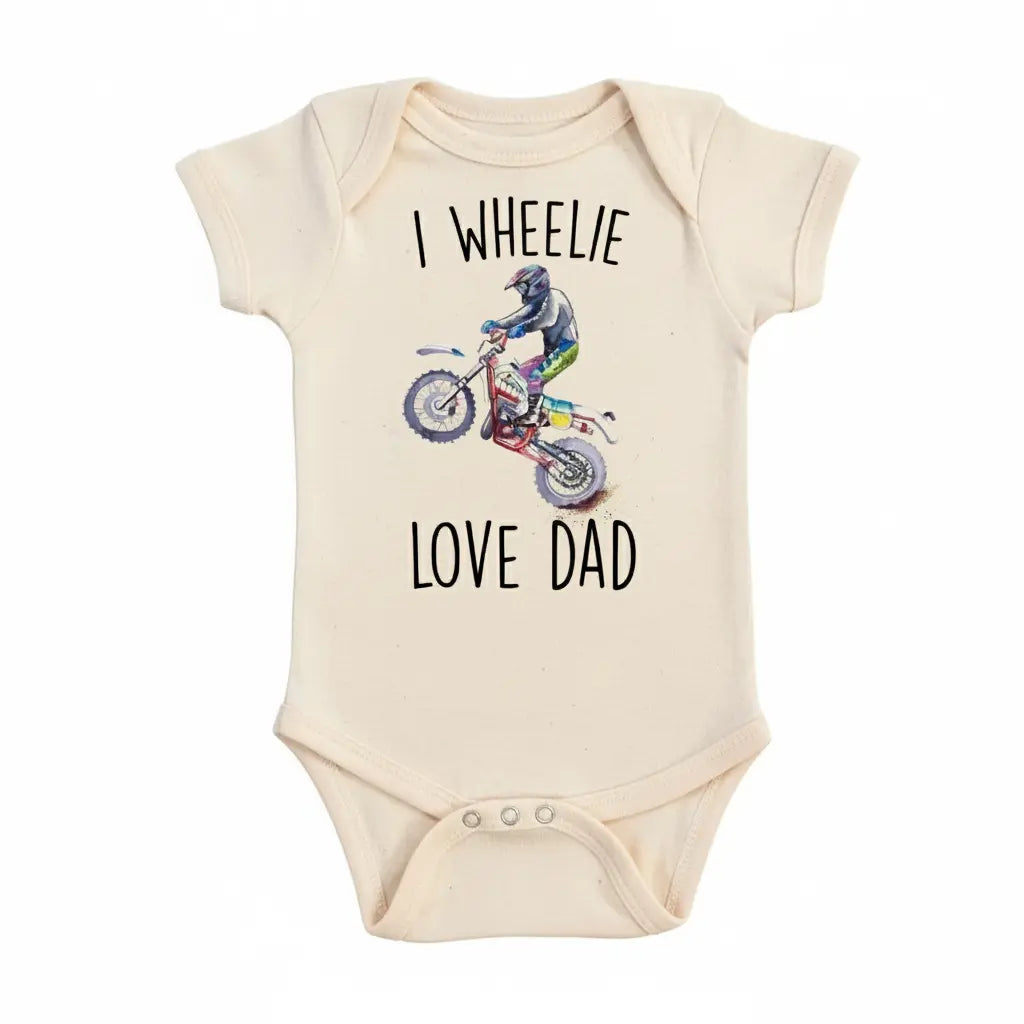 Dirt Bike Wheelie - Baby Boy Girl Clothes Infant Onesie® Funny Cute Newborn GS1  Funny Cute Onesie® | North Fork Forager LLC