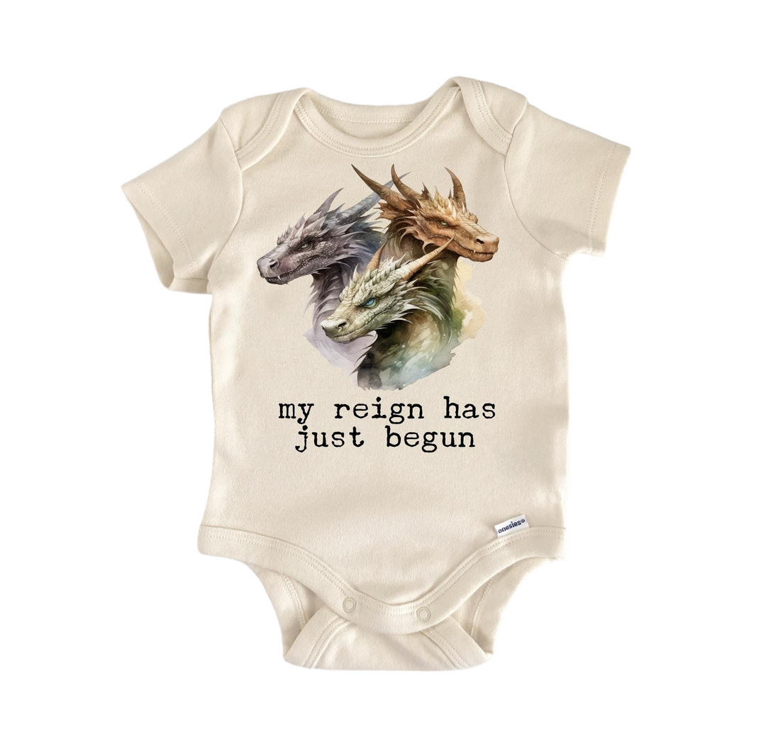 Three Dragon Reign - Baby Boy Girl Clothes Infant Bodysuit Funny Cute Newborn  Funny Cute Onesie® | North Fork Forager LLC
