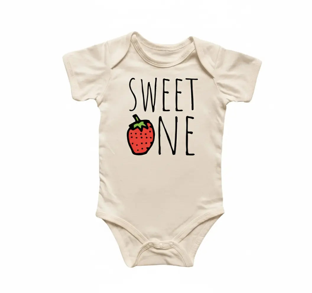 Sweet One Strawberry Birthday - Baby Boy Girl Clothes Infant Bodysuit Funny Cute Newborn  Funny Cute Onesie® | North Fork Forager LLC
