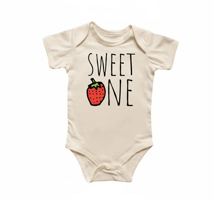 Sweet One Strawberry Birthday - Baby Boy Girl Clothes Infant Bodysuit Funny Cute Newborn  Funny Cute Onesie® | North Fork Forager LLC