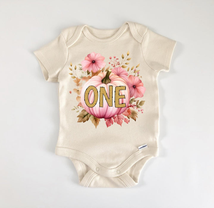 Pink Fall Pumpkin Birthday - Baby Boy Girl Clothes Infant Bodysuit Funny Cute Newborn
