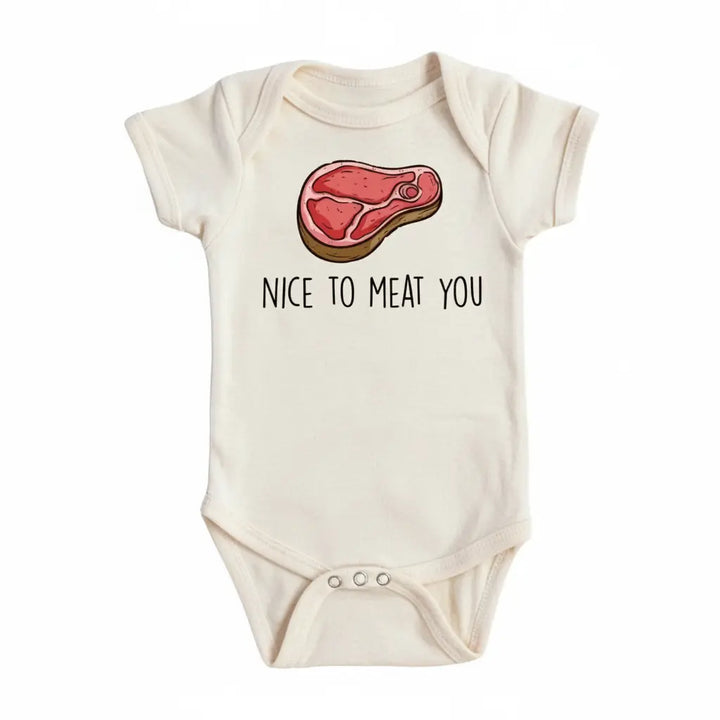 Meat You Bbq - Baby Boy Girl Clothes Infant Onesie® Funny Cute Newborn GS1  Funny Cute Onesie® | North Fork Forager LLC