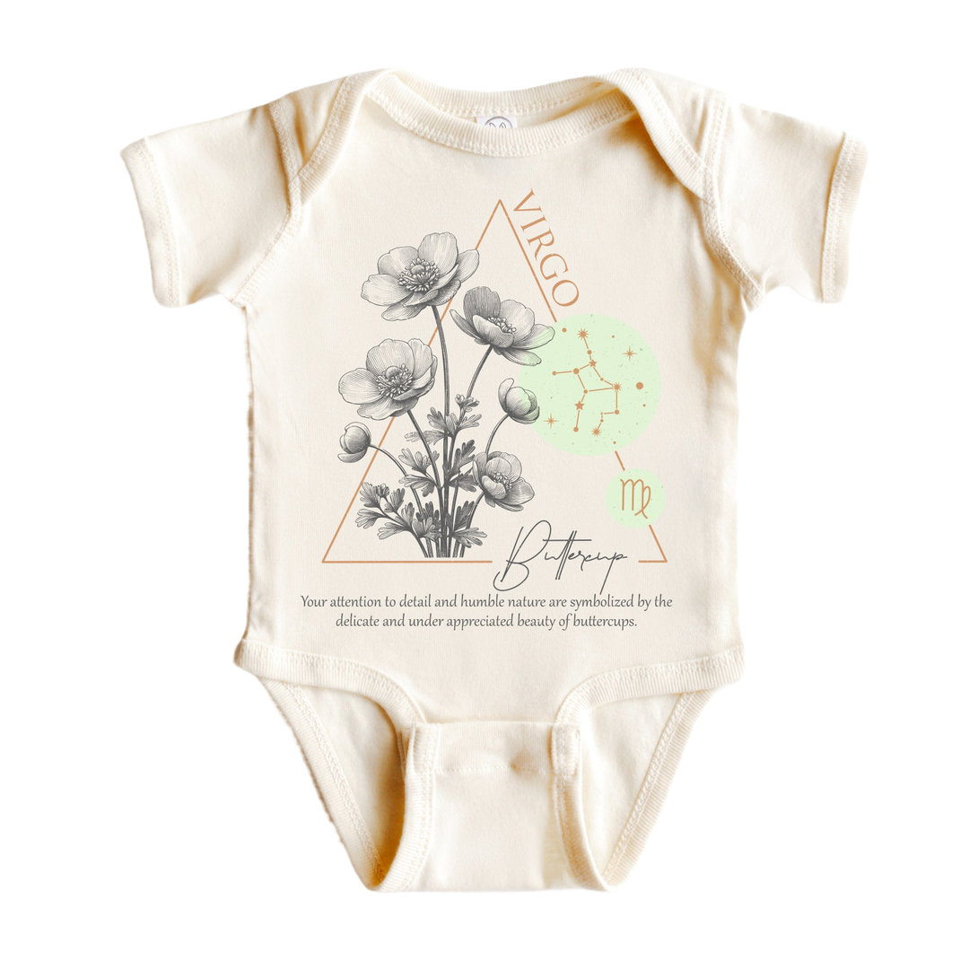 Virgo Floral Celestial - Baby Boy Girl Clothes Infant Bodysuit Funny Cute Newborn  Funny Cute Onesie® | North Fork Forager LLC