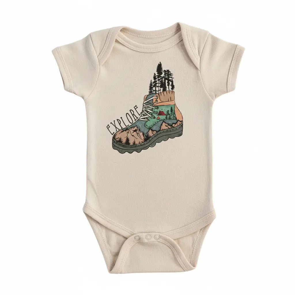 Explore Hiking Boot - Baby Boy Girl Clothes Infant Bodysuit Funny Cute Newborn  Funny Cute Onesie® | North Fork Forager LLC