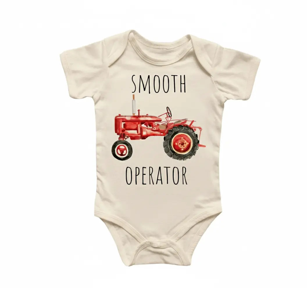Farmer Farm Tractor Smooth - Baby Boy Girl Clothes Infant Bodysuit Funny Cute Newborn  Funny Cute Onesie® | North Fork Forager LLC