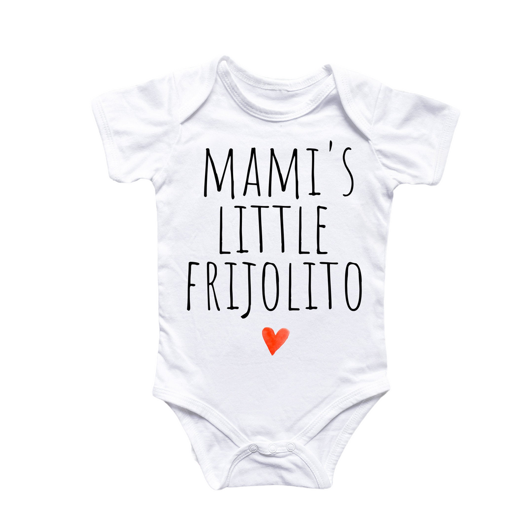 a baby bodysuit that says mama's little fritollo