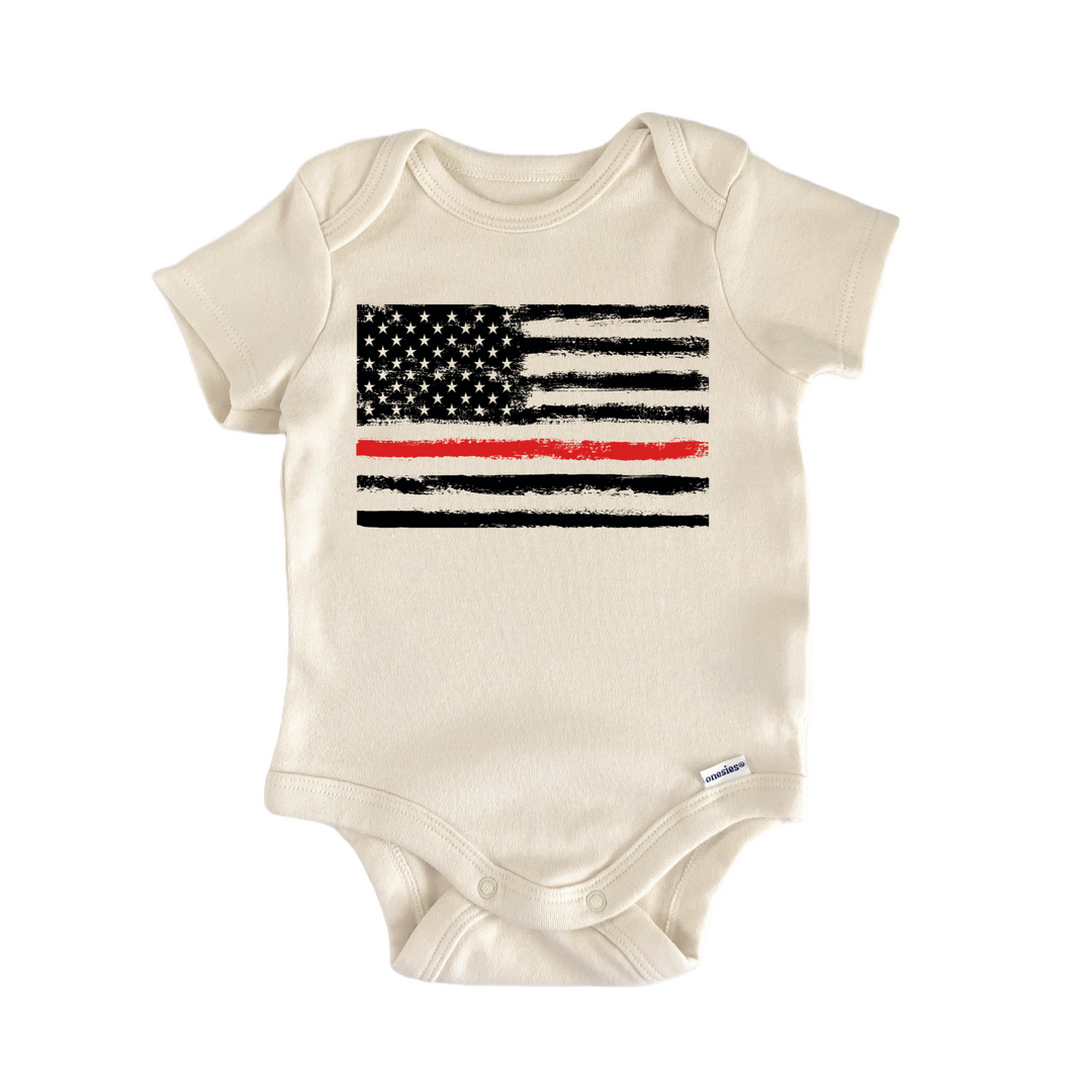 Thin Red Line Firefighter Flag Baby Gift Baby Onesie®