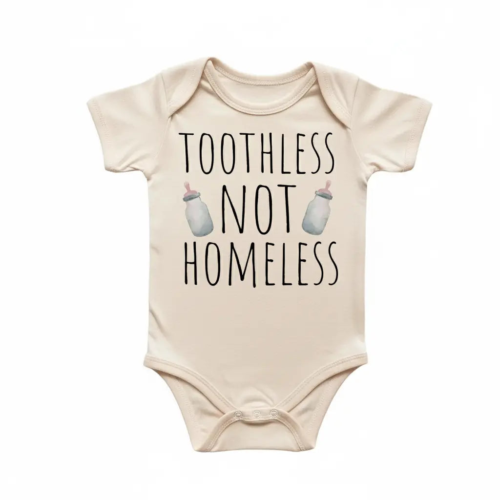 Toothless Not Homeless - Baby Boy Girl Clothes Infant Bodysuit Funny Cute Newborn  Funny Cute Onesie® | North Fork Forager LLC