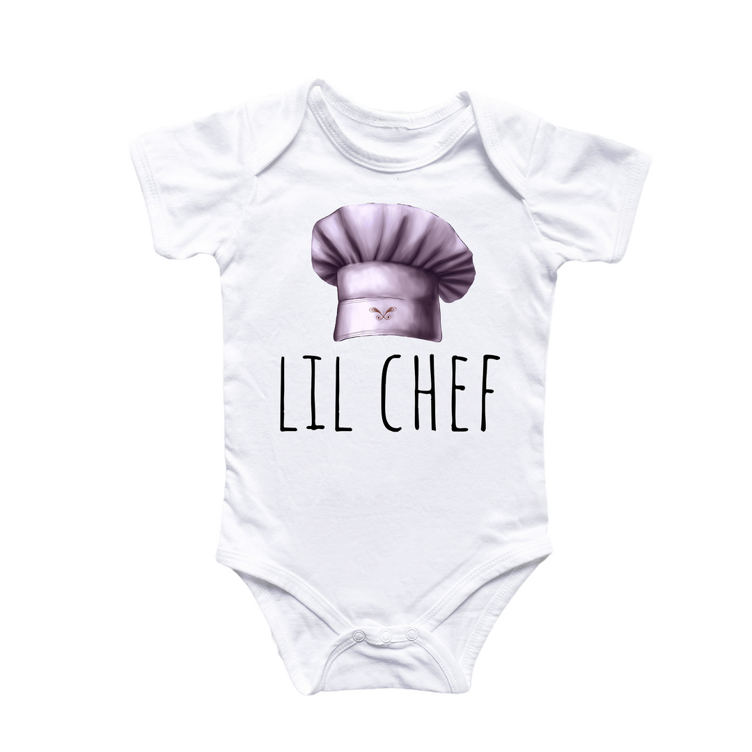 a white bodysuit with a chef hat on it