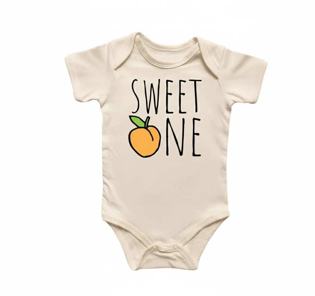 Sweet One Peach Birthday - Baby Boy Girl Clothes Infant Bodysuit Funny Cute Newborn  Funny Cute Onesie® | North Fork Forager LLC