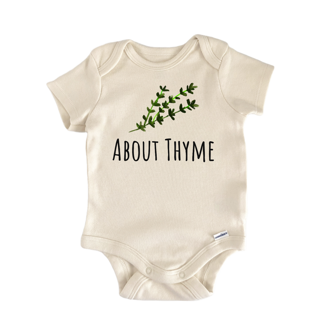 About Time Thyme Herb Spice Garden Cooking Newborn Gift Baby Bodysuit