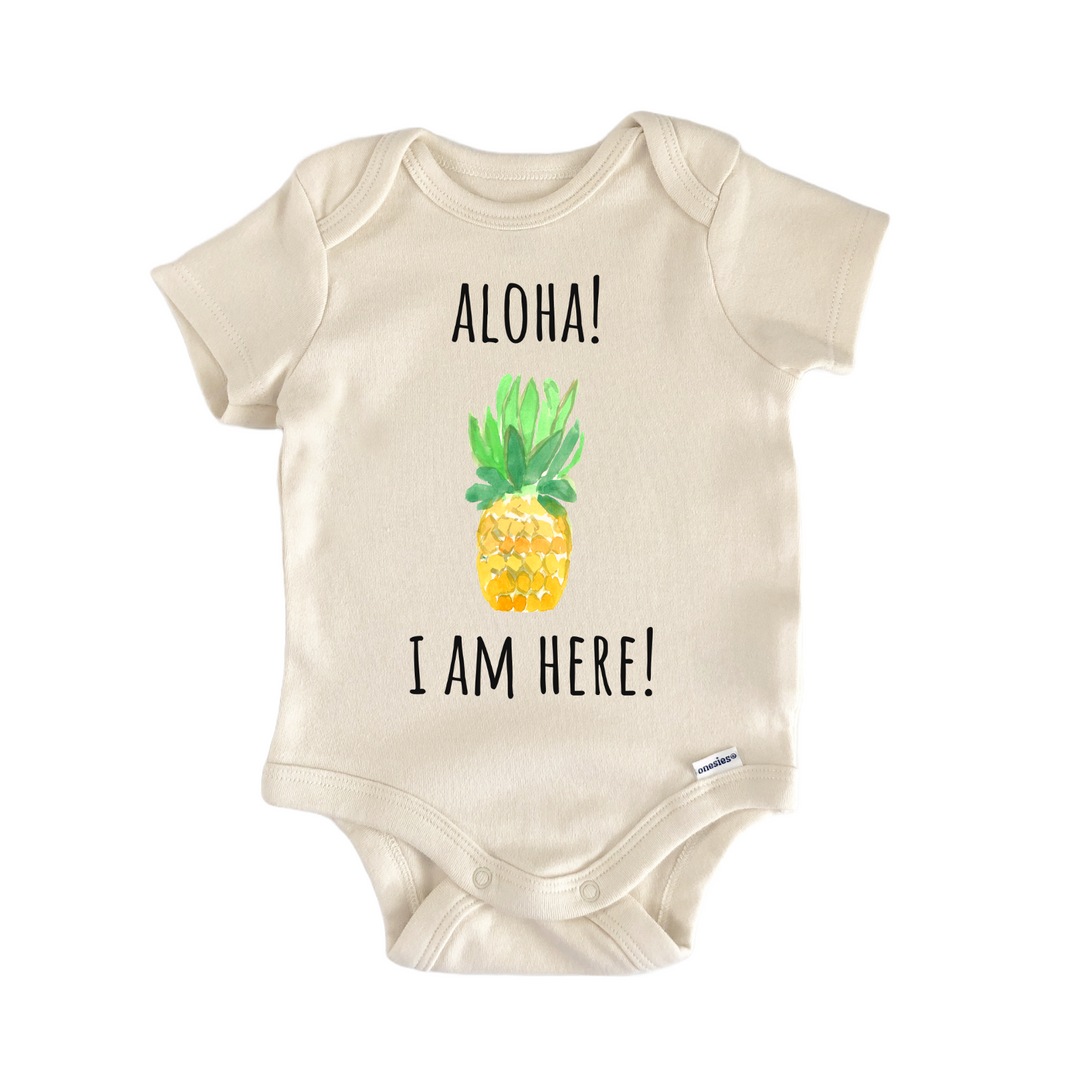 Aloha Pineapple Tropical Hawaii Fruit Newborn Gift Baby Bodysuit