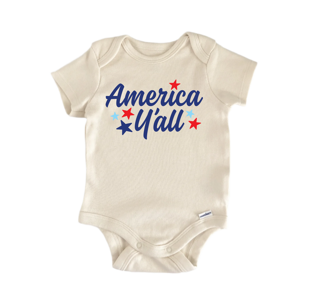 America U All July 4th Patriotic -  Baby Boy Girl Clothes  Bodysuit  Funny Cute Onesie® | North Fork Forager LLC