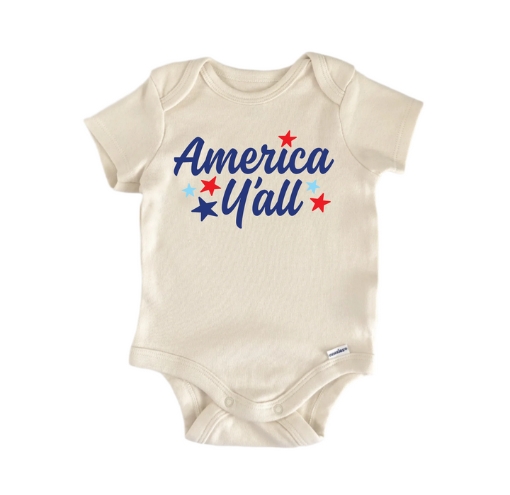 America U All July 4th Patriotic -  Baby Boy Girl Clothes  Bodysuit  Funny Cute Onesie® | North Fork Forager LLC