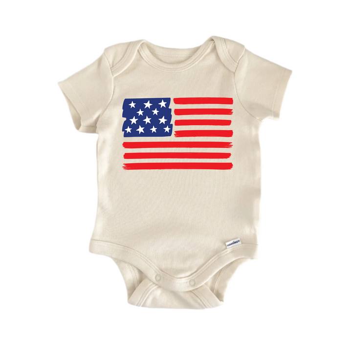 America Flag Patriotic July 4th Patriotic -  Baby Boy Girl Clothes  Bodysuit