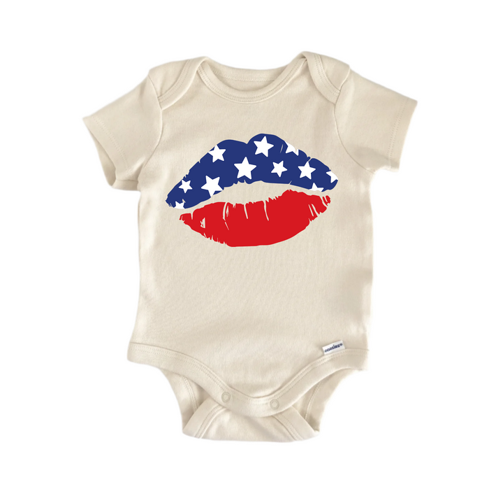 America Lips Patriotic July 4th -  Baby Boy Girl Clothes  Bodysuit