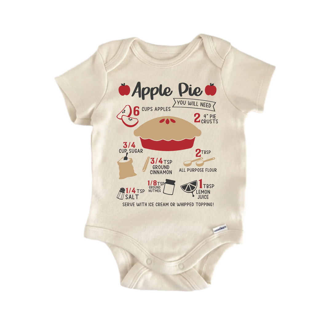 Apple Pie Recipes Baking Fall October - Baby Boy Girl Clothes  Bodysuit Funny Cute  Funny Cute Onesie® | North Fork Forager LLC