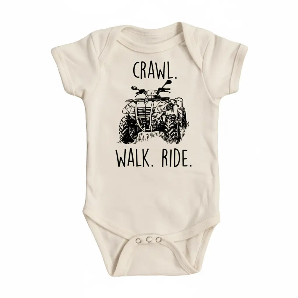 ATV Crawl - Baby Boy Girl Clothes Infant Bodysuit Funny Cute Newborn  Funny Cute Onesie® | North Fork Forager LLC
