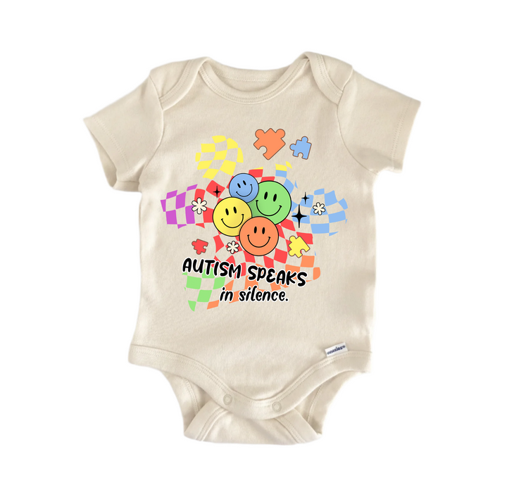 Autism Awareness Speaks In Silence -  Baby Boy Girl Clothes  Bodysuit Funny Cute