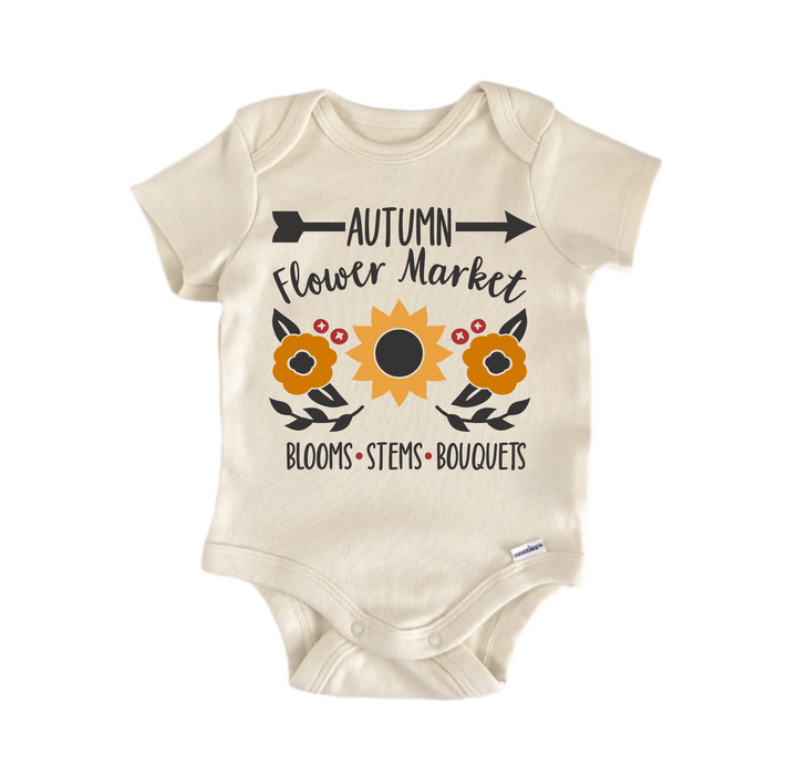 Autumn Flower Market Fall October- Baby Boy Girl Clothes  Bodysuit Funny Cute  Funny Cute Onesie® | North Fork Forager LLC