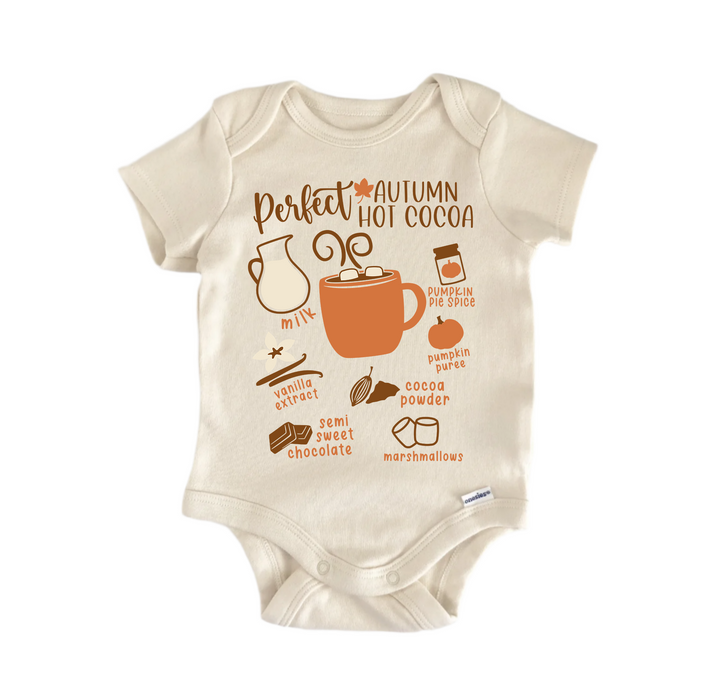 Autumn Hot Cocoa Recipe Fall - Baby Boy Girl Clothes  Bodysuit Funny Cute  Funny Cute Onesie® | North Fork Forager LLC