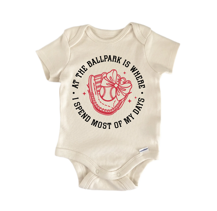 At The Ballpark Baseball -  Baby Boy Girl Clothes  Bodysuit Funny Cute  Funny Cute Onesie® | North Fork Forager LLC