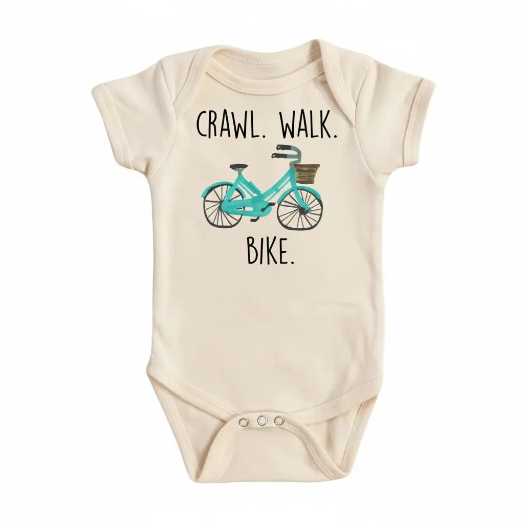 Bicycle Crawl Blue - Baby Boy Girl Clothes Infant Bodysuit Funny Cute Newborn  Funny Cute Onesie® | North Fork Forager LLC