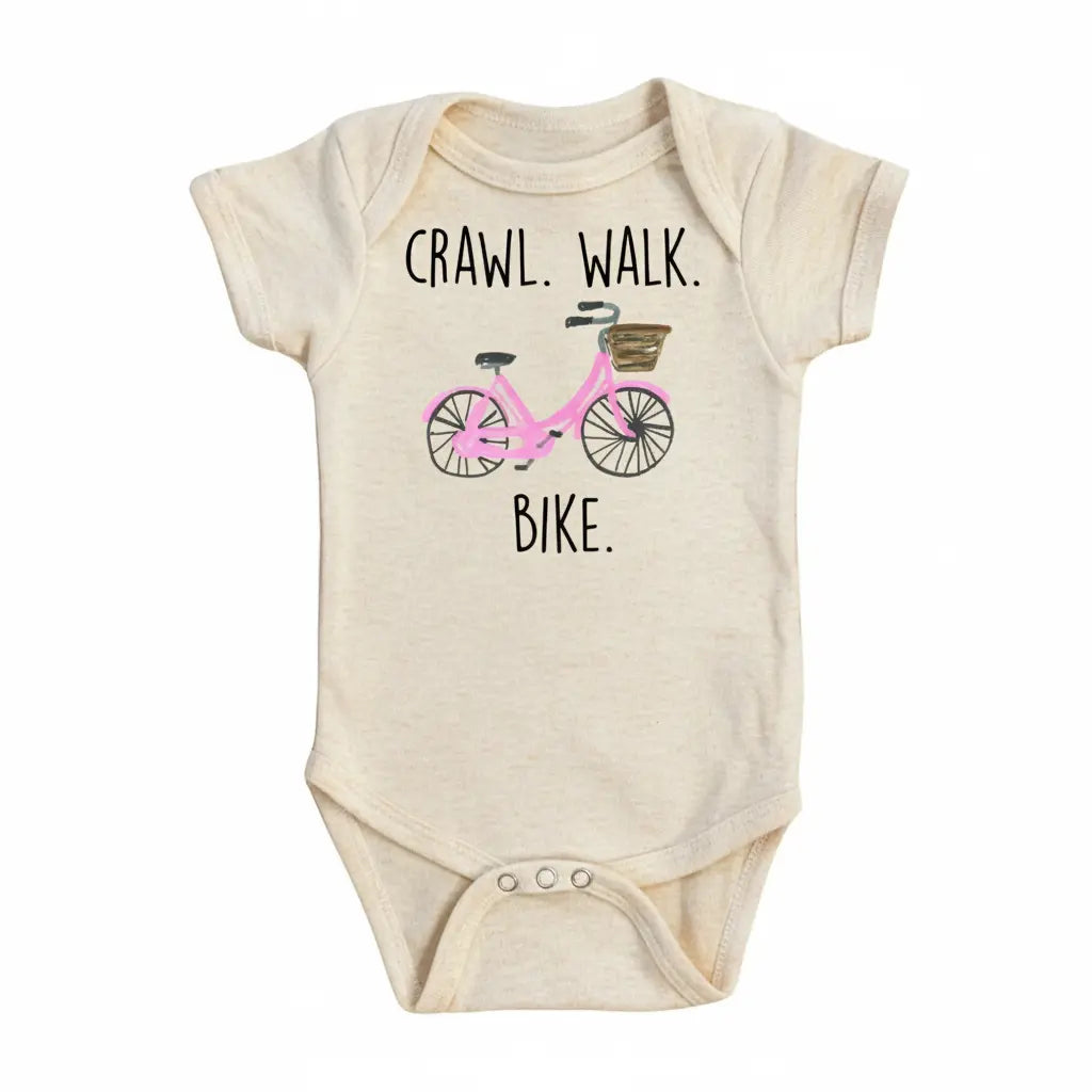 Bicycle Crawl Pink - Baby Boy Girl Clothes Infant Bodysuit Funny Cute Newborn  Funny Cute Onesie® | North Fork Forager LLC