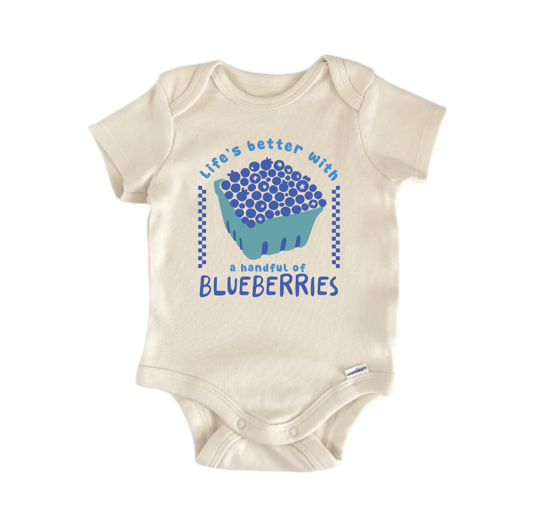 Blueberries Fruit Retro - Baby Onesie® GS1  Funny Cute Onesie® | North Fork Forager LLC