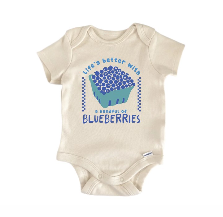 Blueberries Fruit Retro - Baby Onesie® GS1  Funny Cute Onesie® | North Fork Forager LLC