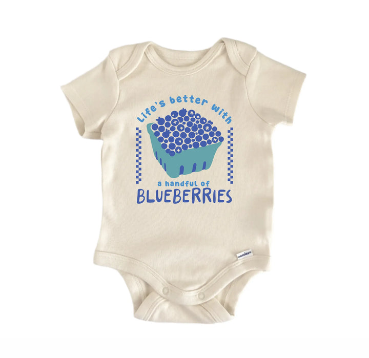 Blueberries Fruit Retro - Baby Onesie® GS1  Funny Cute Onesie® | North Fork Forager LLC