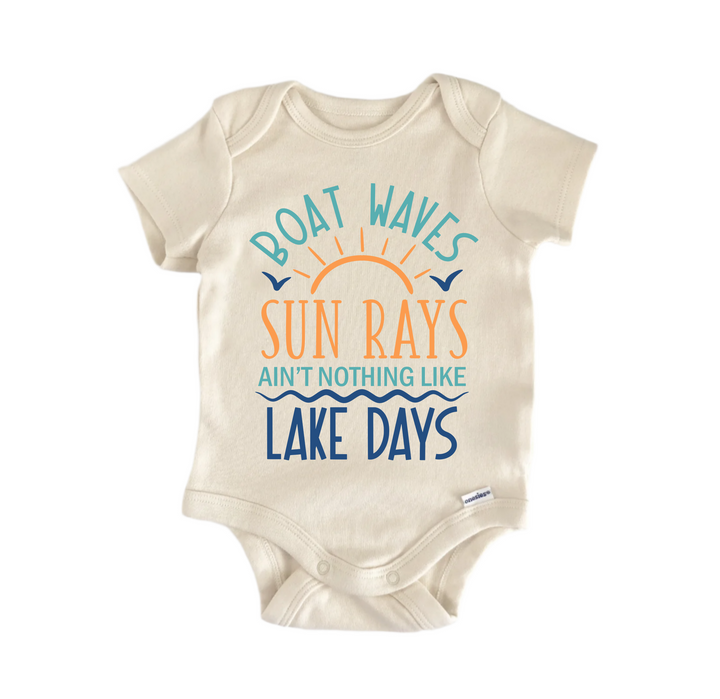 Boat Waves Sun Rays Lake Beach - Baby Boy Girl Clothes Infant Bodysuit Funny Cute