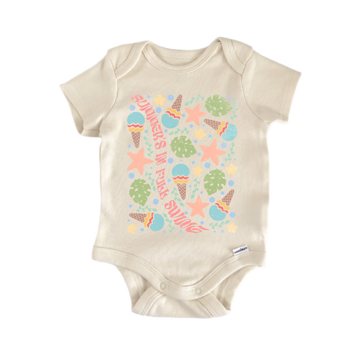 Summer's In Full Swing Boho Beach - Baby Boy Girl Clothes Bodysuit Funny Cute Newborn