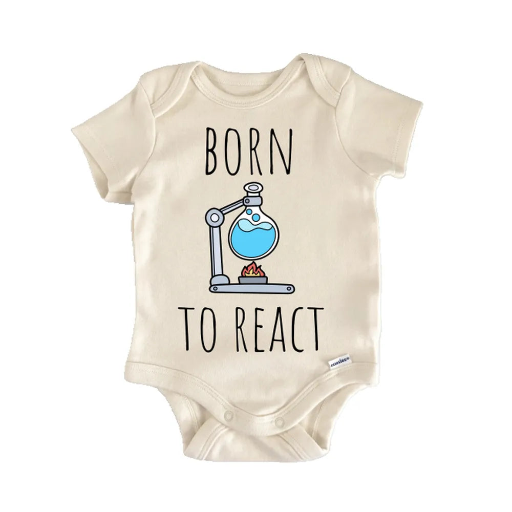 Born To React Chemistry Flask - Baby Bodysuit  Funny Cute Onesie® | North Fork Forager LLC