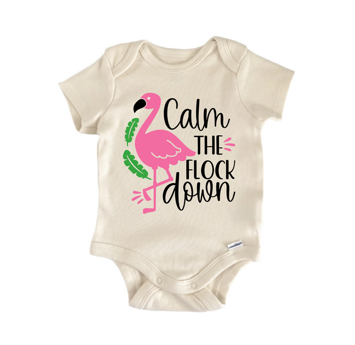 Calm Flock Down Flamingo - Baby Boy Girl Clothes Infant Bodysuit Funny Cute
