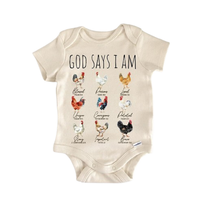 Chicken Religious God - Baby Boy Girl Clothes Infant Onesie® Funny Cute Newborn GS1  Funny Cute Onesie® | North Fork Forager LLC