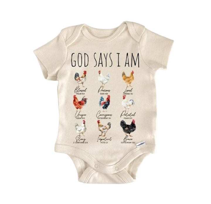 Chicken Religious God - Baby Boy Girl Clothes Infant Bodysuit Funny Cute Newborn  Funny Cute Onesie® | North Fork Forager LLC
