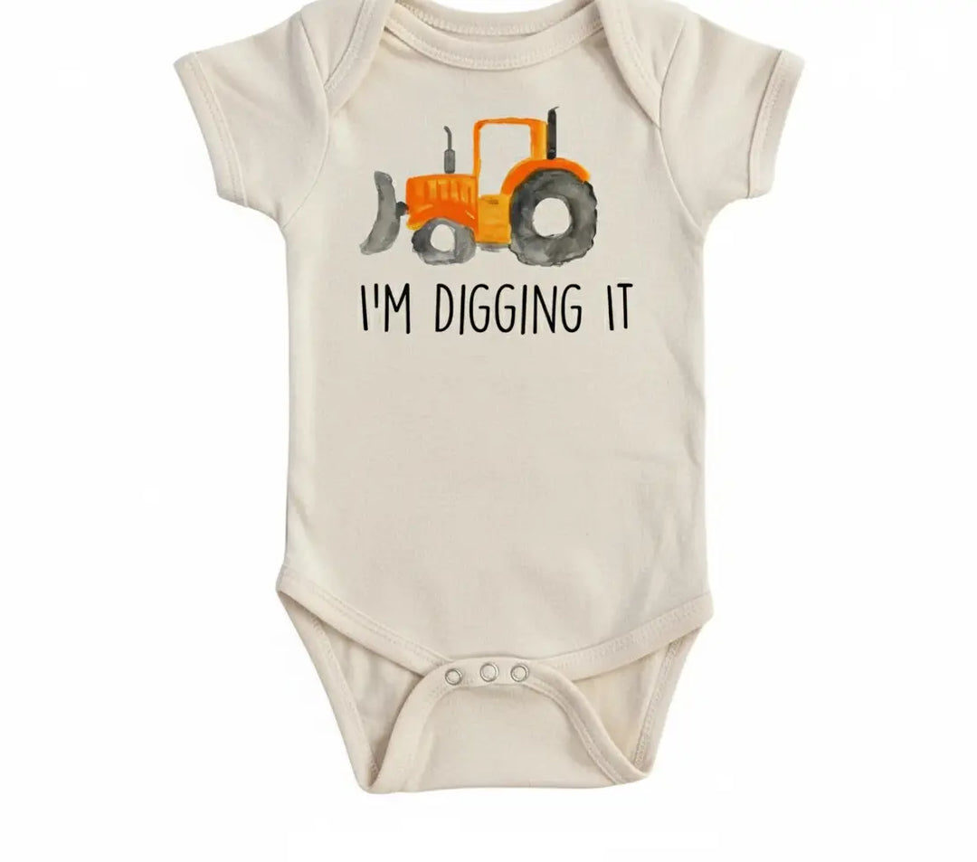 Construction Dig  - Baby Boy Girl Clothes Infant Bodysuit Funny Cute Newborn  Funny Cute Onesie® | North Fork Forager LLC