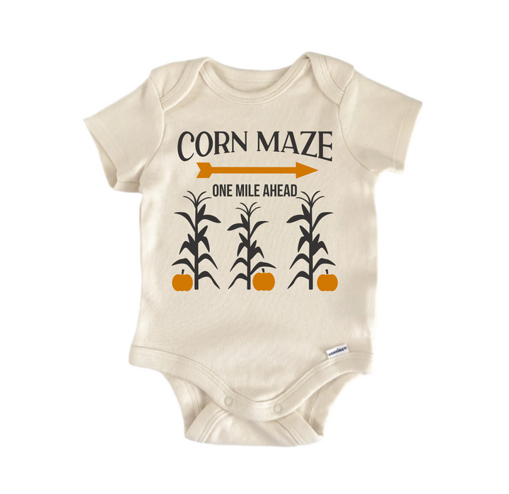Corn Maze One Mile Ahead Fall October - Baby Boy Girl Clothes  Bodysuit Funny Cute